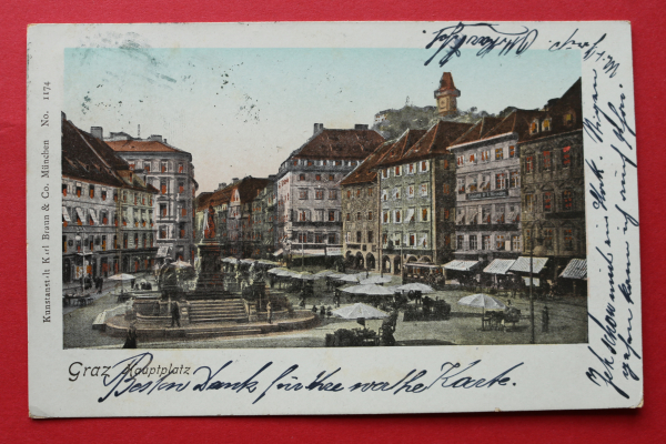 AK Graz / 1900 / Bahnpoststempel / Hauptplatz / Steiermark